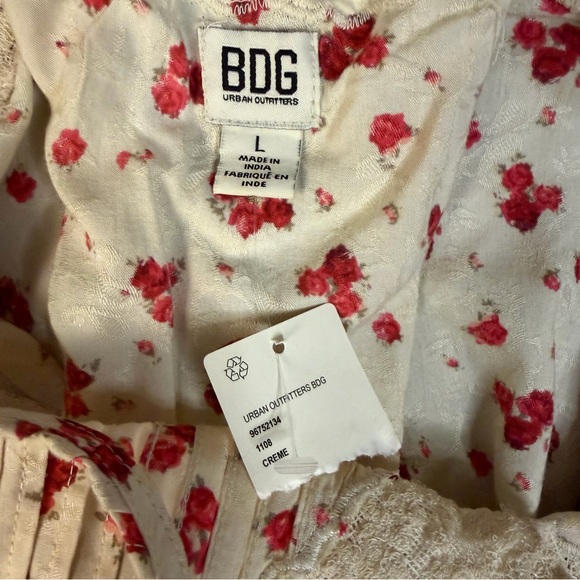BDG Cream Slip Dress with Red Floral Print - Picture 2 of 6